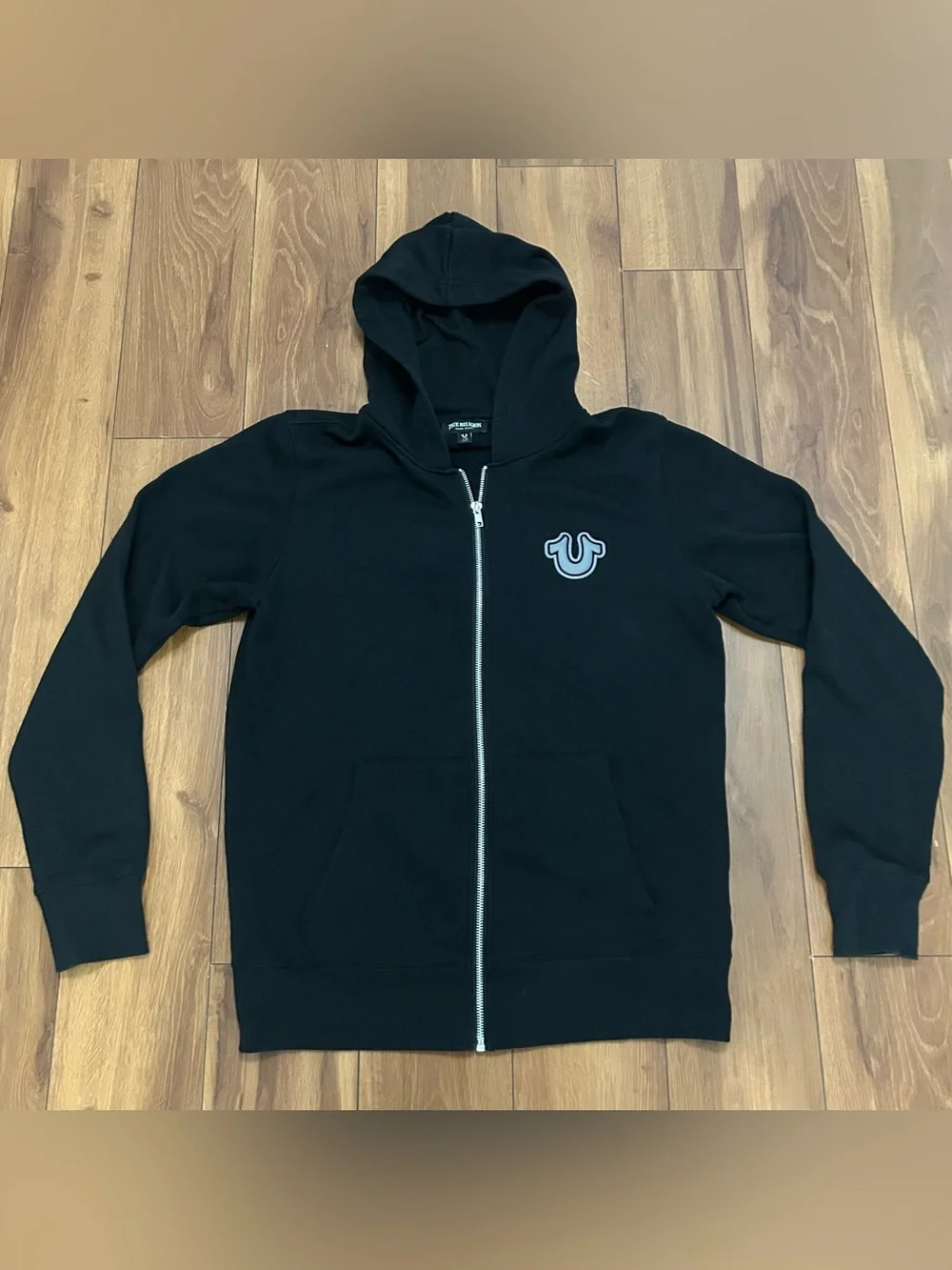 True Religion Men’s Black Hoodie Size Large Full Zip Excellent Condition